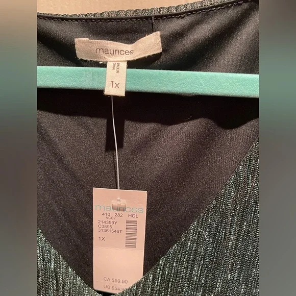 Maurices Green Metallic Thread Ruffle Tiered Midi Dress 1X - Picture 2 of 11